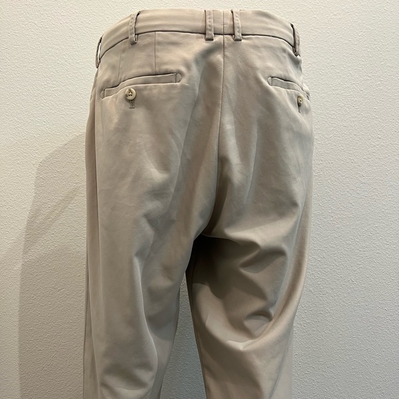 Peter Millar Durham Performance Flat Front Pants, Khaki - Picture 5 of 9